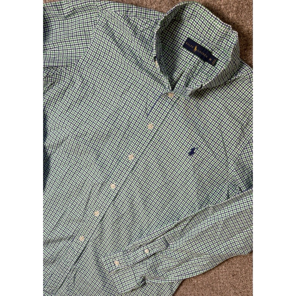 Polo Ralph Lauren Mens Medium Button Up Long Sleeve Shirt Plaid Check‎ Pattern